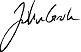 A black and white signature of John Gorda. Description generated by AI