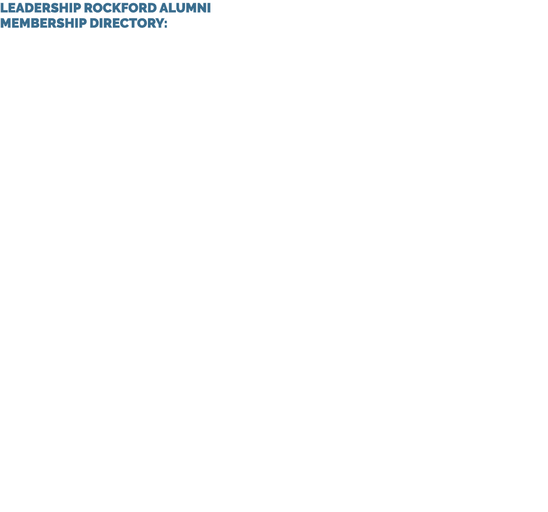 Leadership Rockford Alumni Membership Directory: 
