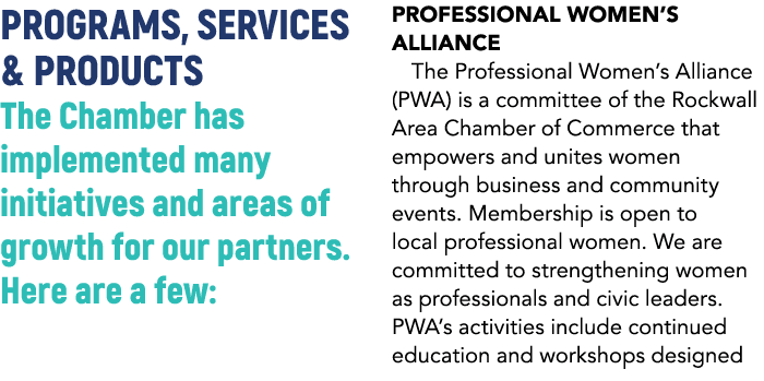 Programs, Services & Products The Chamber has implemented many initiatives and areas of growth for our partners. Here...