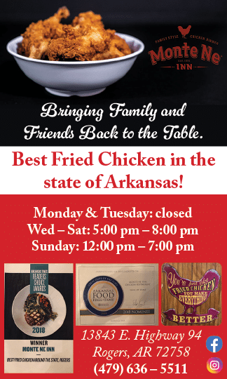 A sign for Monte Ne Inn Chicken Restaurant. AI generated content