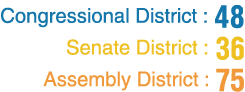 Congressional District : 48 Senate District : 36 Assembly District : 75