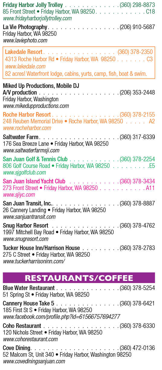 A list of businesses and their contact information. Description generated by AI