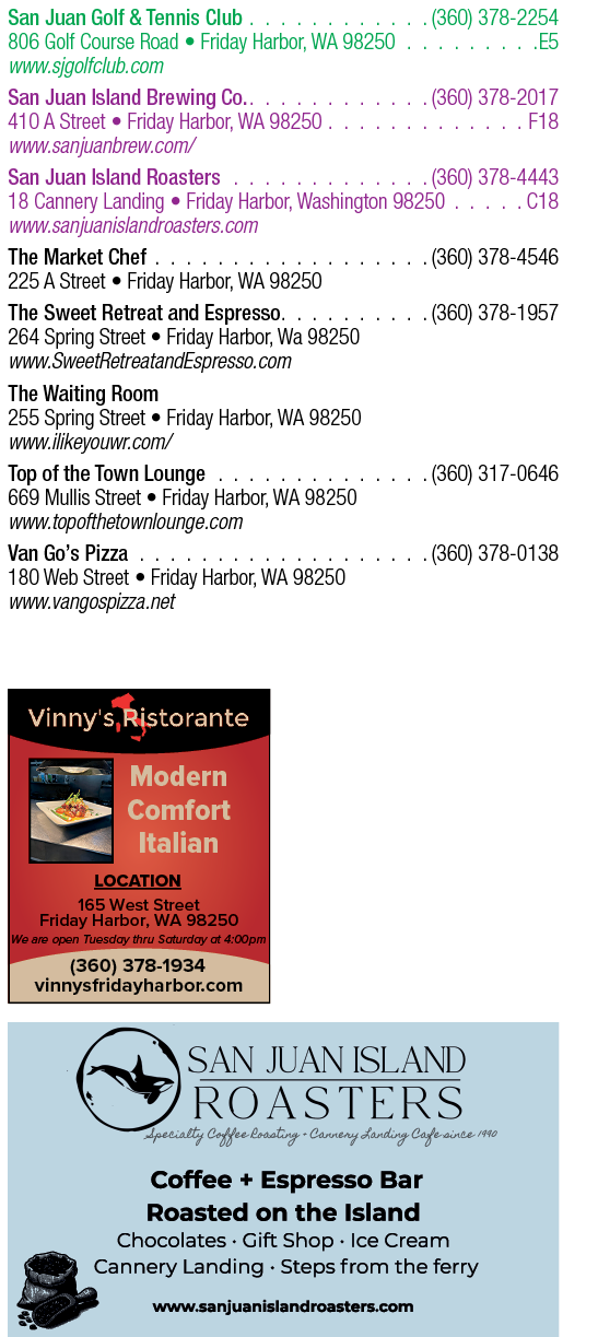 A menu of restaurants and businesses in San Juan Capistrano. Description generated by AI