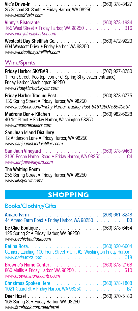 A list of businesses in the area, including a wine bar and a clothing store. Description generated by AI