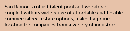 San Ramon’s robust talent pool and workforce, coupled with its wide range of affordable and flexible commercial real ...
