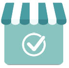 Online shopping icon  Concept Marketing and Digital marketing  Mockup shop and checkmark  Online shopping on application and website concept