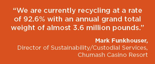“We are currently recycling at a rate of 92.6% with an annual grand total weight of almost 3.6 million pounds.” Mark ...
