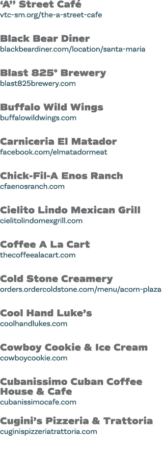  A   Street Café vtc-sm org the-a-street-cafe Black Bear Diner blackbeardiner com location santa-maria Blast 825  Bre   