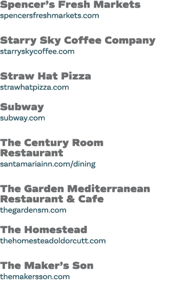 Spencer s Fresh Markets spencersfreshmarkets com Starry Sky Coffee Company starryskycoffee com Straw Hat Pizza strawh   