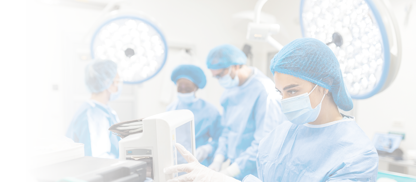 Anesthesiologist keeping track of vital functions of the body during cardiac surgery. Surgeon looking at medical monitor during surgery. Doctor checking monitor for patient health status.