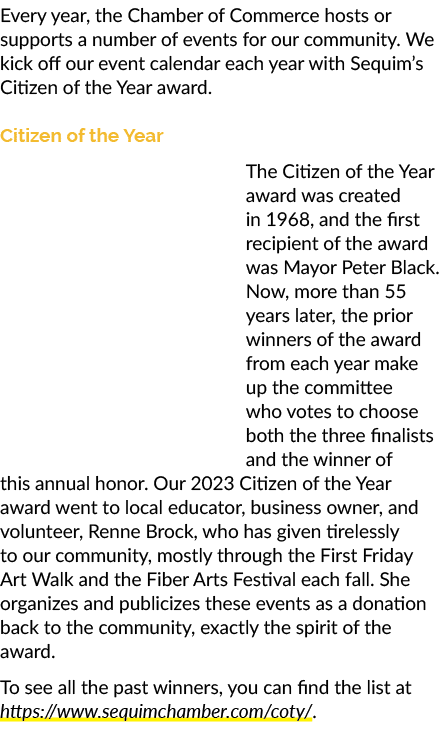 Every year, the Chamber of Commerce hosts or supports a number of events for our community. We kick off our event cal...