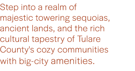 Step into a realm of majestic towering sequoias, ancient lands, and the rich cultural tapestry of Tulare County's coz...