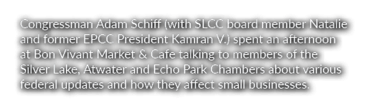 Congressman Adam Schiff (with SLCC board member Natalie and former EPCC President Kamran V.) spent an afternoon at Bo...