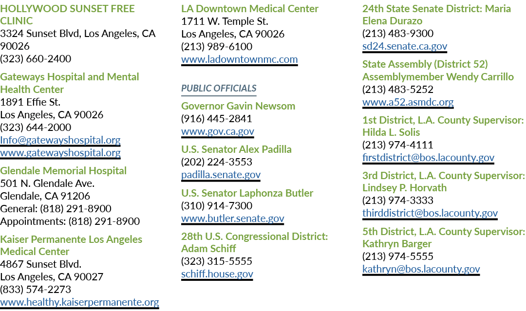 HOLLYWOOD SUNSET FREE CLINIC 3324 Sunset Blvd, Los Angeles, CA 90026 (323) 660 2400 Gateways Hospital and Mental Heal...
