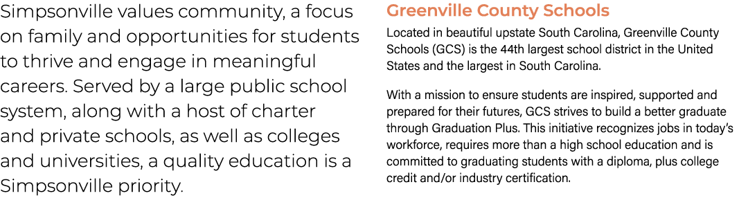 Simpsonville values community, a focus on family and opportunities for students to thrive and engage in meaningful ca...