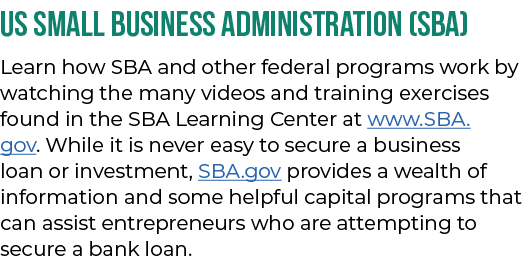 US Small Business Administration (SBA) Learn how SBA and other federal programs work by watching the many videos and ...