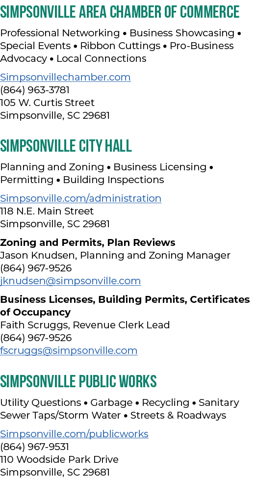 Simpsonville Area Chamber of Commerce Professional Networking • Business Showcasing • Special Events • Ribbon Cutting...