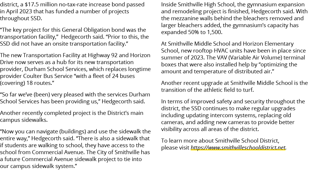 district, a $17.5 million no tax rate increase bond passed in April 2023 that has funded a number of projects through...