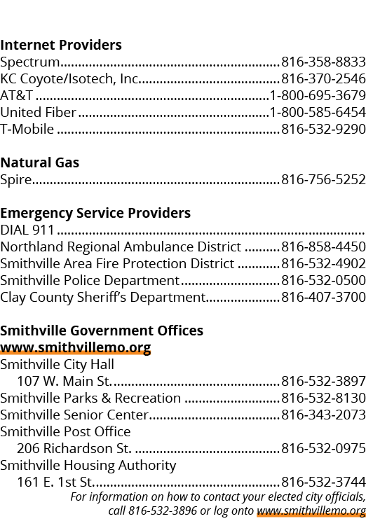 Internet Providers Spectrum 816 358 8833 KC Coyote/Isotech, Inc. 816 370 2546 AT&T 1 800 695 3679 United Fiber 1 800 ...