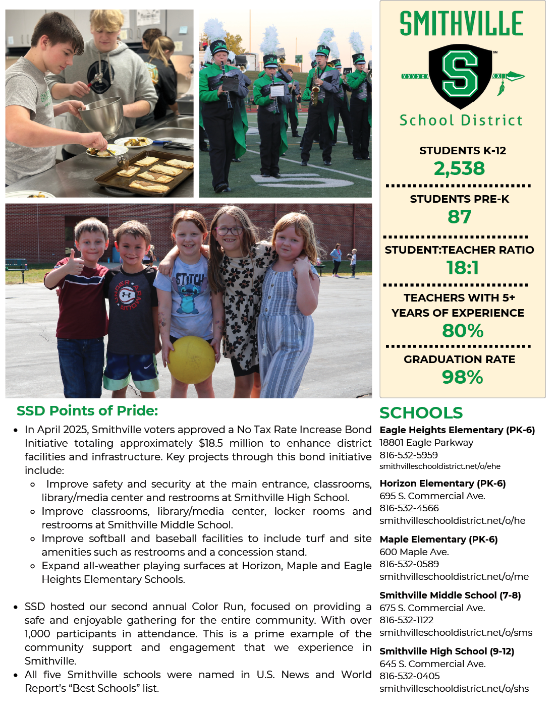 A flyer for a school district event featuring a group of children and a teacher. AI generated content