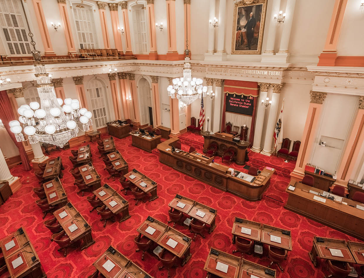 September 22, 2018 Sacramento / CA / USA - View of the Senate Assembly room located in the historical California State Capitol building