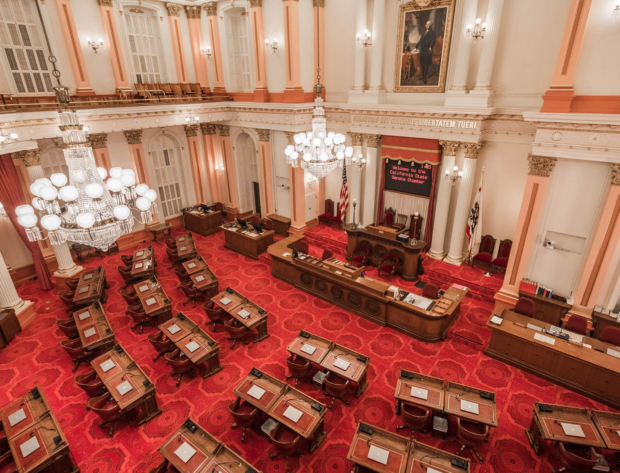 September 22, 2018 Sacramento / CA / USA - View of the Senate Assembly room located in the historical California State Capitol building