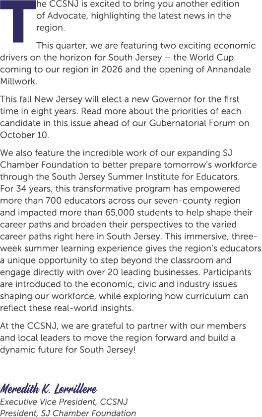 The CCSNJ is excited to bring you another edition of Advocate, highlighting the latest news in the region. This quart...