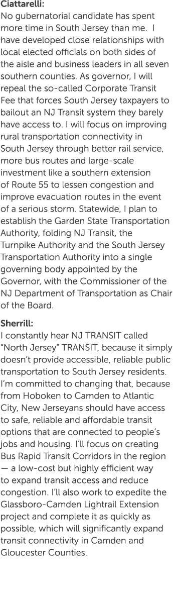 Ciattarelli: No gubernatorial candidate has spent more time in South Jersey than me. I have developed close relations...