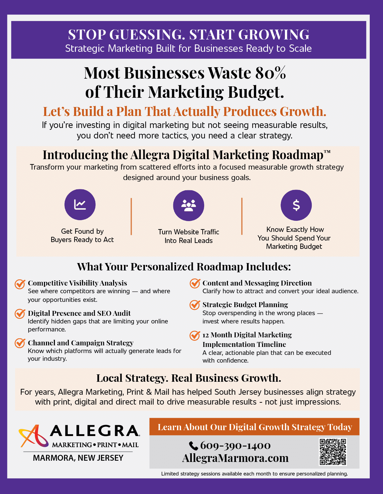 A white sheet of paper with the words “Allegra Marketing, Print and 6x11" written on it. AI generated content