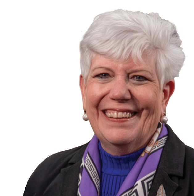 A woman wearing a blue shirt and a scarf is smiling for the camera. AI generated content