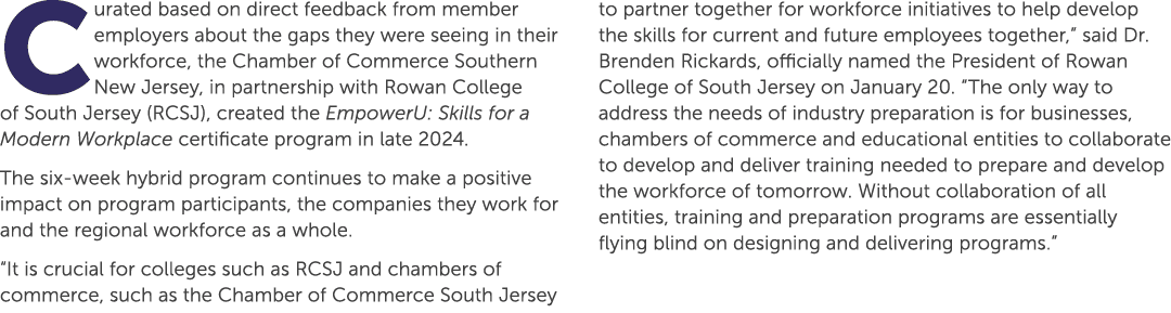 Curated based on direct feedback from member employers about the gaps they were seeing in their workforce, the Chambe...