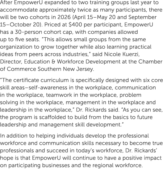 After EmpowerU expanded to two training groups last year to accommodate approximately twice as many participants, the...