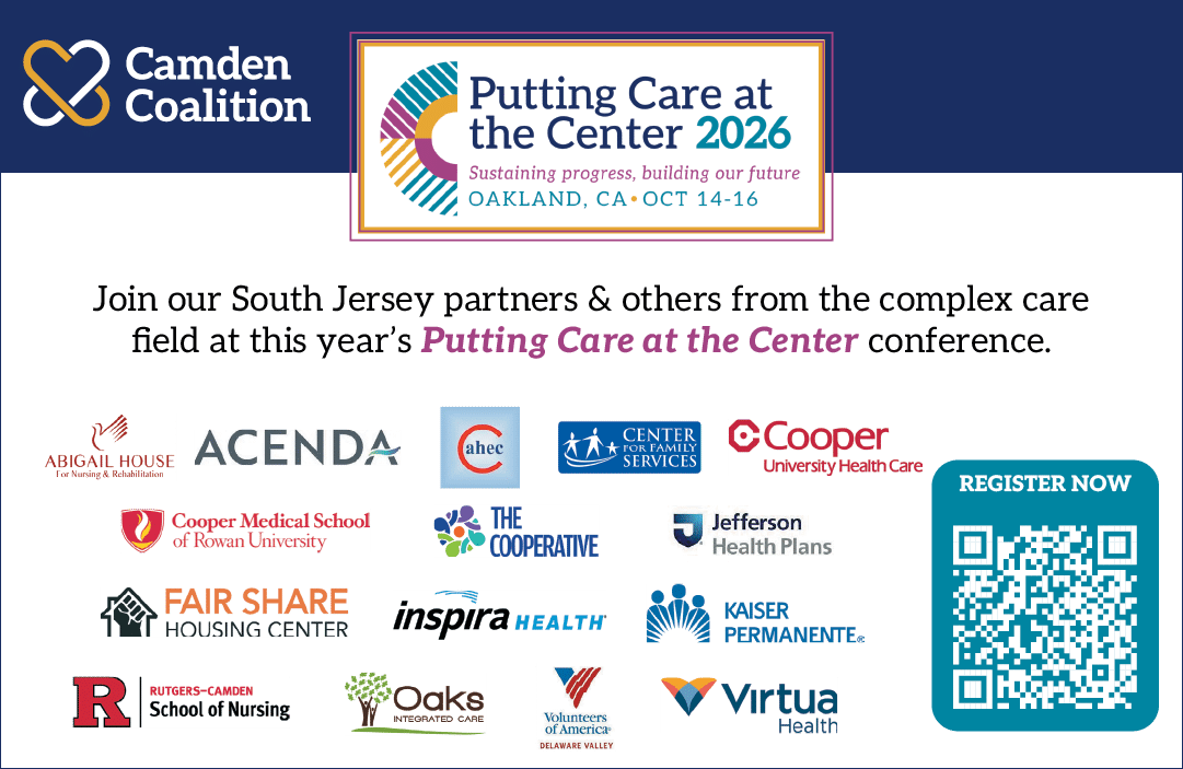 A flyer for the Camden Coalition's Putting Care at the Center 2020 conference. AI generated content