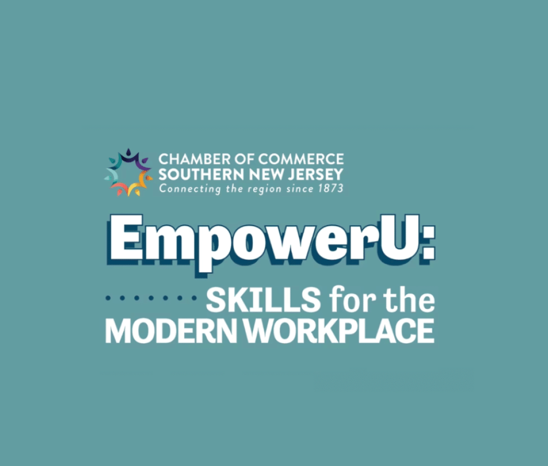 A blue background with white text reading “Chamber of Commerce Southern New York: EmpowerU: Skills for the Modern Workplace." AI generated content