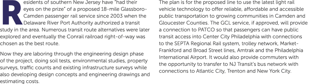 Residents of southern New Jersey have “had their eyes on the prize” of a proposed 18 mile Glassboro Camden passenger ...