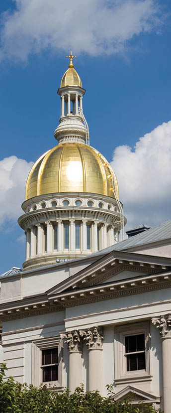 New Jersey State House capitol building is located in the city of Trenton, NJ, USA.