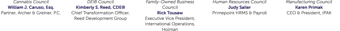 Cannabis Council William J. Caruso, Esq. Partner, Archer & Greiner, P.C. DEIB Council Kimberly S. Reed, CDE® Chief Tr...