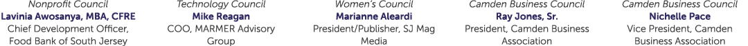 Nonprofit Council Lavinia Awosanya, MBA, CFRE Chief Development Officer, Food Bank of South Jersey Technology Council...