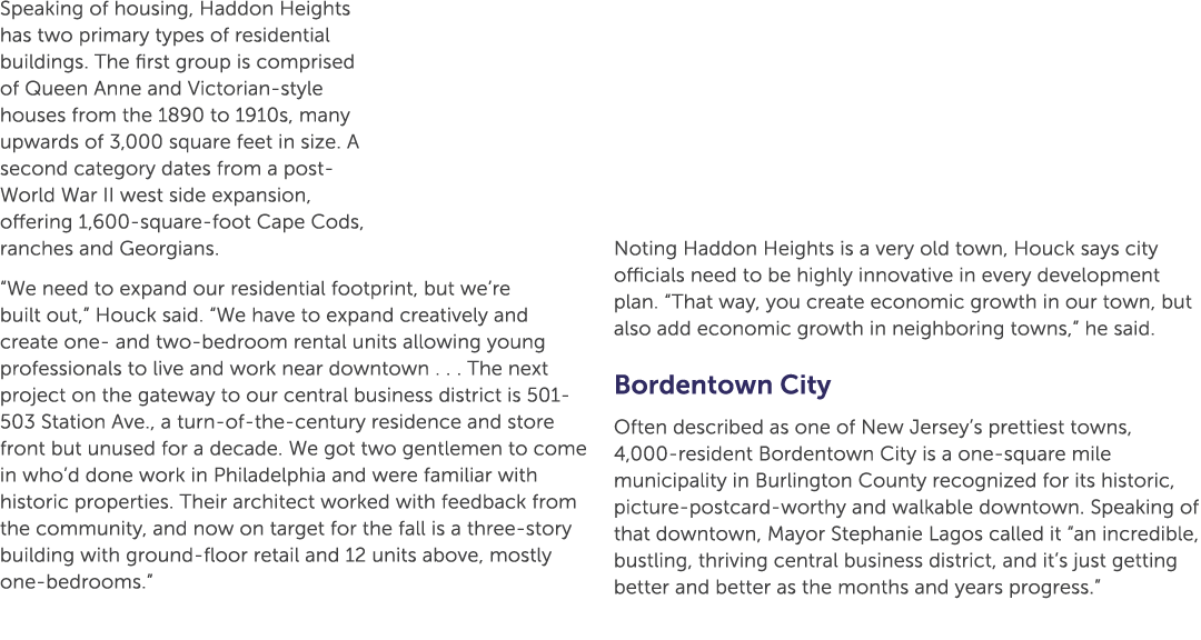 Speaking of housing, Haddon Heights has two primary types of residential buildings. The first group is comprised of Q...