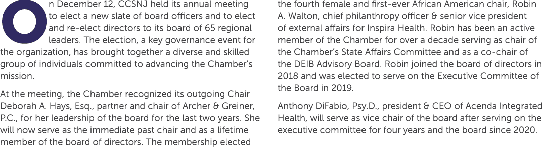 On December 12, CCSNJ held its annual meeting to elect a new slate of board officers and to elect and re elect direct...