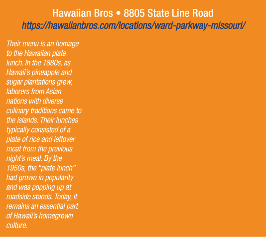 Hawaiian Bros • 8805 State Line Road https://hawaiianbros.com/locations/ward parkway missouri/ Their menu is an homag...