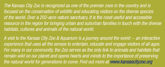 The Kansas City Zoo is recognized as one of the premier zoos in the country and is focused on the conservation of wil...