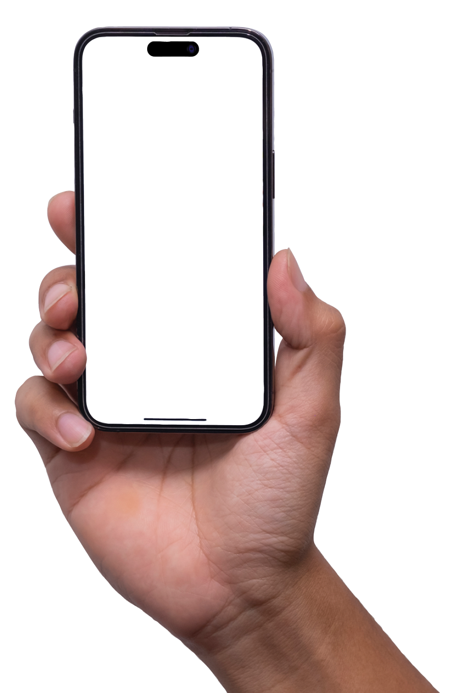 Hand holding the black smartphone iphone with blank screen and modern frameless design in two rotated perspective positions - isolated on white background - Clipping Path