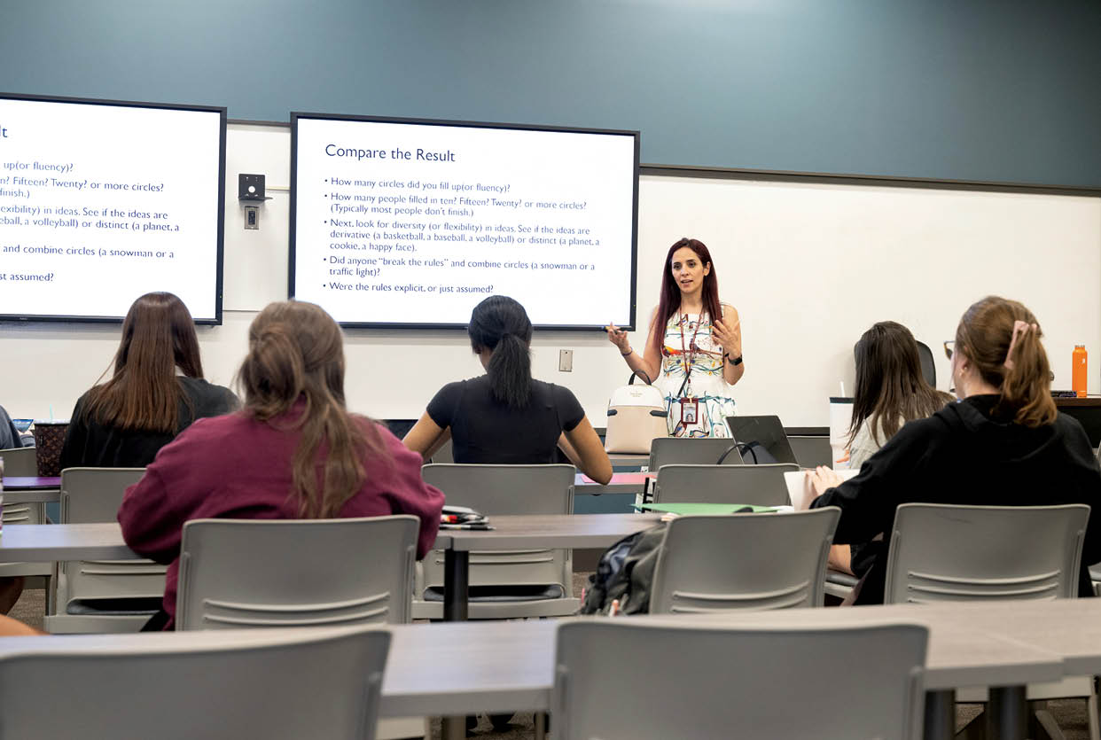 Dr. Sarah Karami from Educational Psychology teaching her Creativity and Innovation class in Old Main Academic Building (photo by Beth Wynn / © Mississippi State University)
