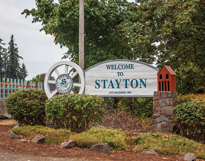 Stayton, Oregon, USA - August 17th, 2024: Welcome To Stayton sign