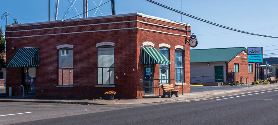 Aumsville, Oregon, USA - August 28th, 2024: Main Street in Aumsville in summer