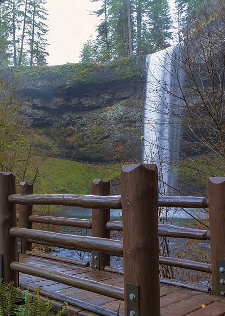 Wood Bridge by South Falls in Silver Falls State Park in Oregon USA America