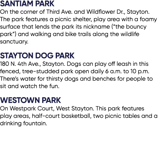 Santiam Park On the corner of Third Ave. and Wildflower Dr., Stayton. The park features a picnic shelter, play area w...