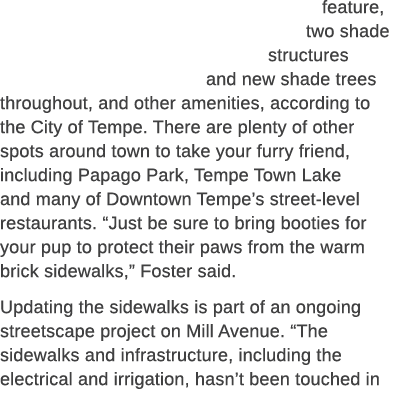 feature, two shade structures and new shade trees throughout, and other amenities, according to the City of Tempe. Th...