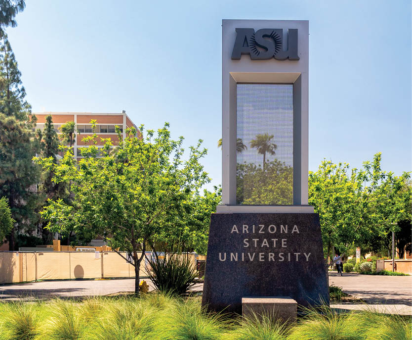 TEMPE, AZ/USA - APRIL 10, 2019: Entrance sign to the campus of Arizona State University.